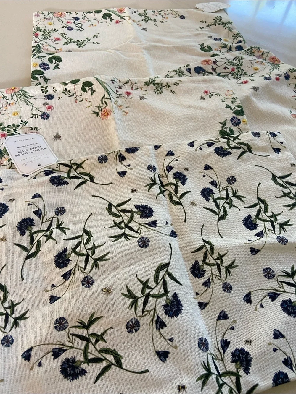 Pottery Barn Cream Floral Embroidered pillow covers - Set of 4